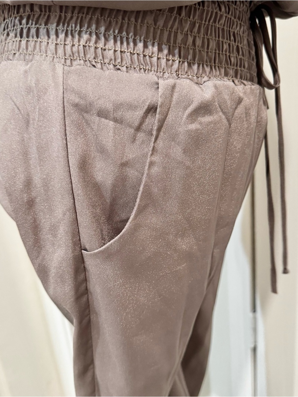 Body Central Light Gray Strapless Smocked-Waist Jumpsuit - Picture 7 of 10